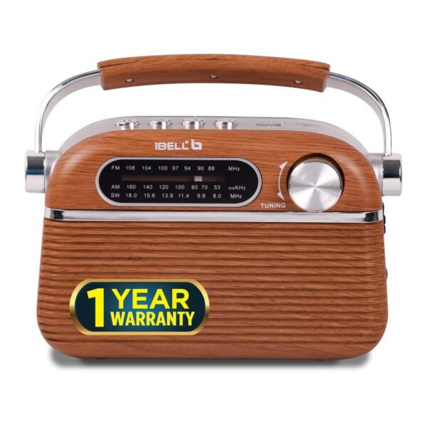 iBELL FM700BT Portable FM Radio with Bluetooth Speaker, USB, SD Slot, MP3 Player & Dynamic Speaker 3 Band (Brown)