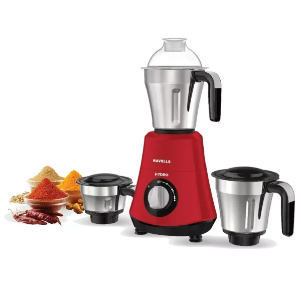 Havells Hydro 750 W Hydro Mixer Grinder With 3 Jar (Red),