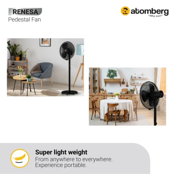 atomberg Renesa 400mm Pedestal Fan ,1+1 Year Warranty (Midnight Black) - Image 4